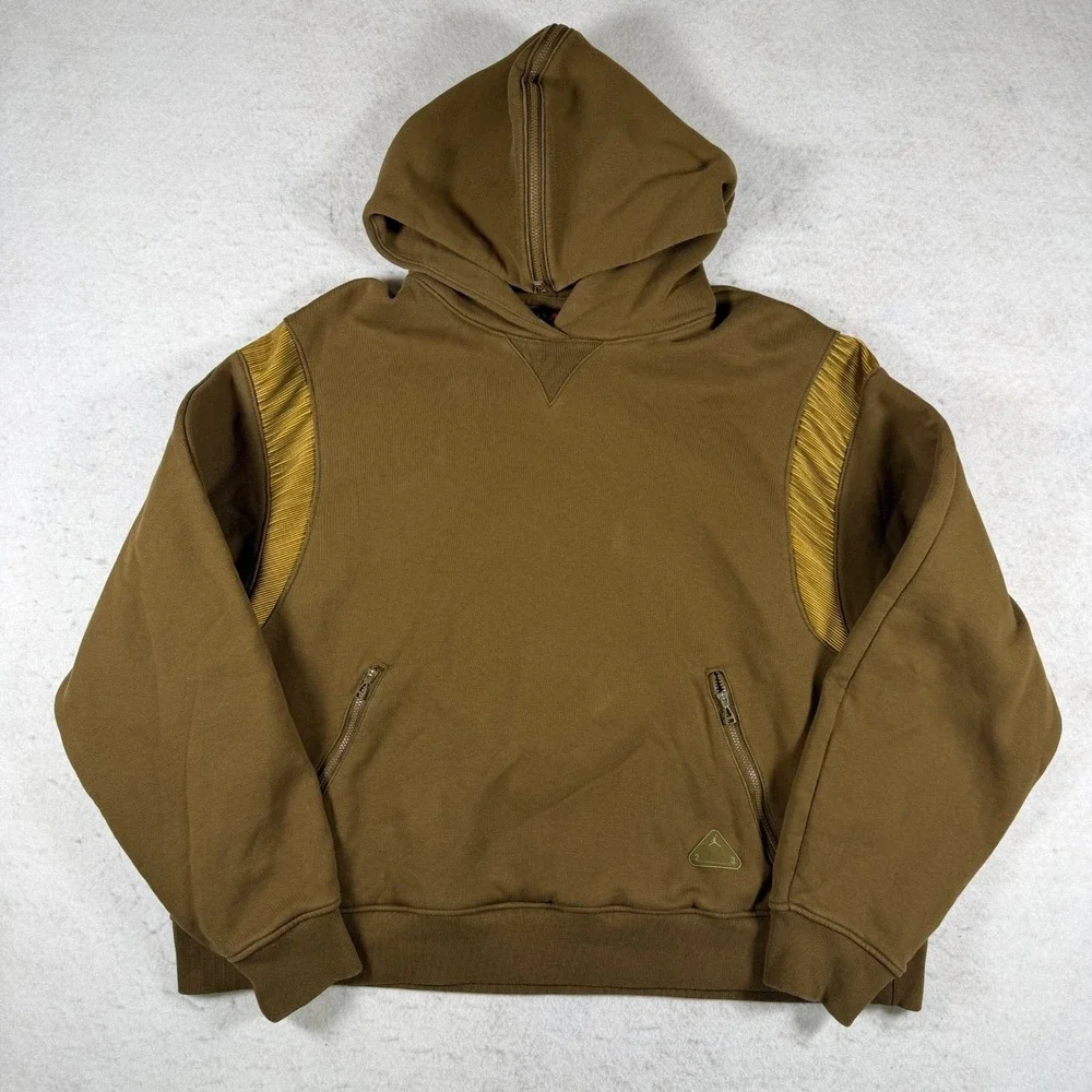 Jordan 23 Engineered Hoodie Mens Large L Brown Yellow Zip-Hood Fleece Sweatshirt